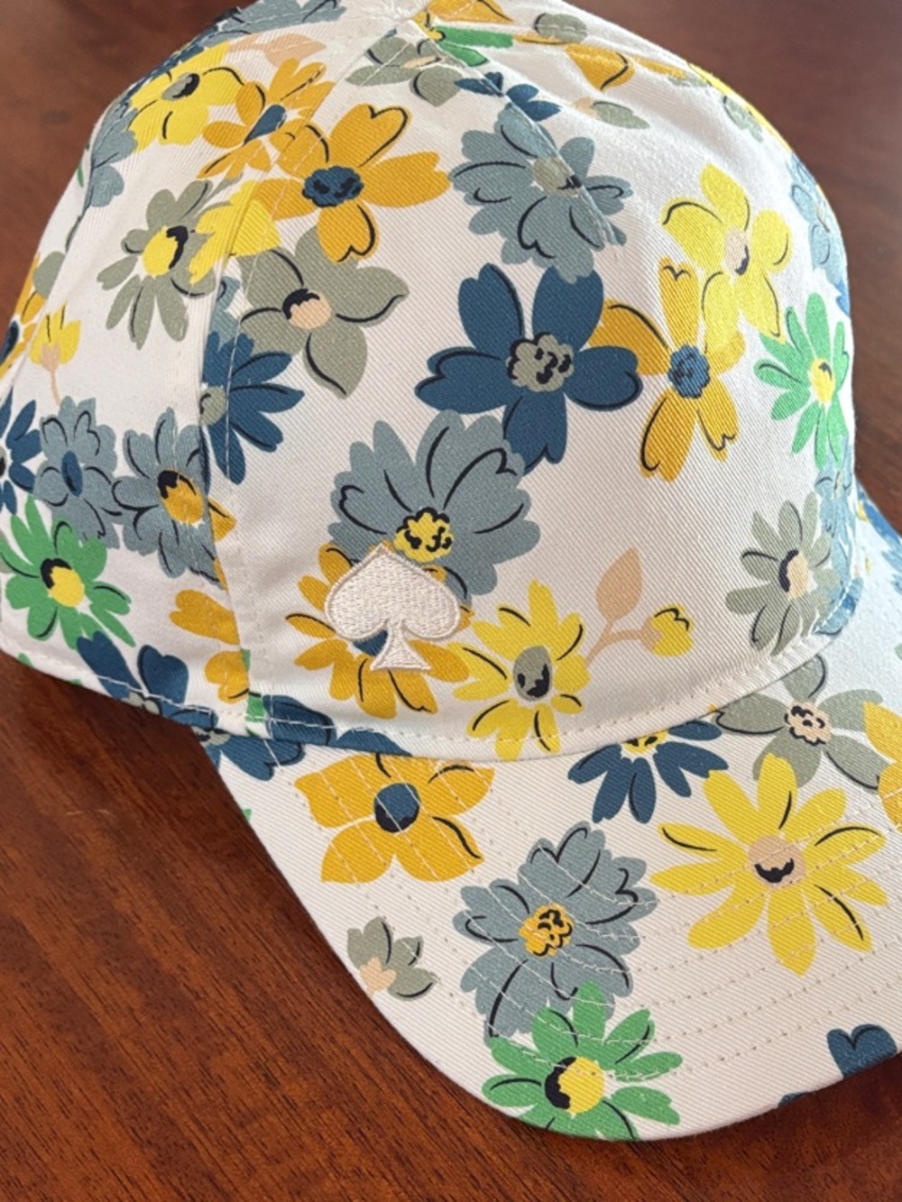 Kate Spade French Cream Floral Baseball Cap in White, Yellow, Blue & Green